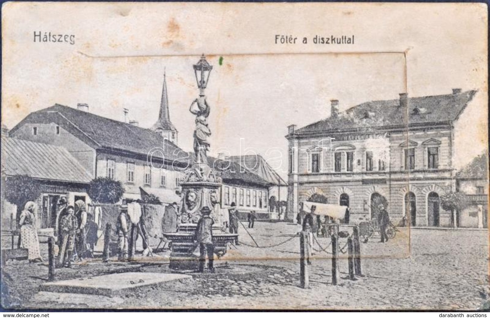 T2/T3 Hátszeg, Hateg; Főtér és Díszkút, üzlet. Leporellolap. W.L. Bp. 1911-13. / Main Square With Fountain, Shop. Lepore - Unclassified