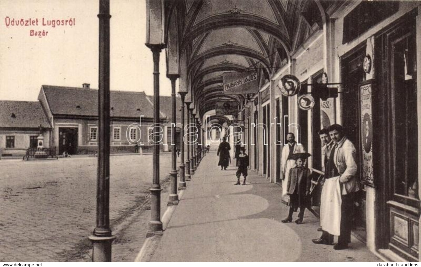 ** T1/T2 Lugos, Lugoj; Bazár Sor, Fodrász és Borbély Szalon, Faimann Lajos üzlete, Divatterem. W.L. 156. / Bazaars, Hair - Unclassified