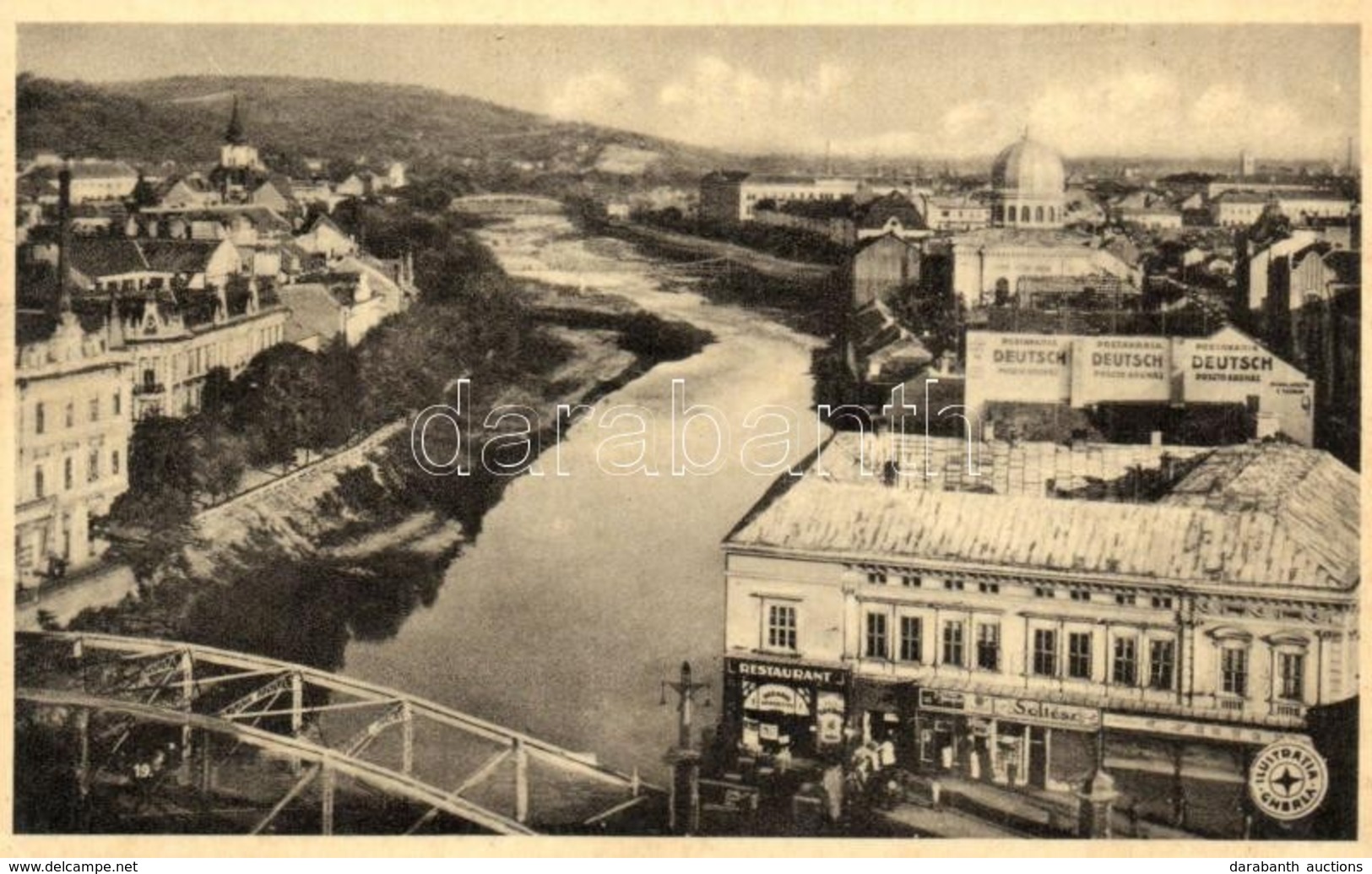 T2 Nagyvárad, Oradea; Deutsch Posztóáruháza, Soltész üzlete, étterem, Zsinagóga / Shops, Restaurant, Synagogue '1940 Nag - Unclassified