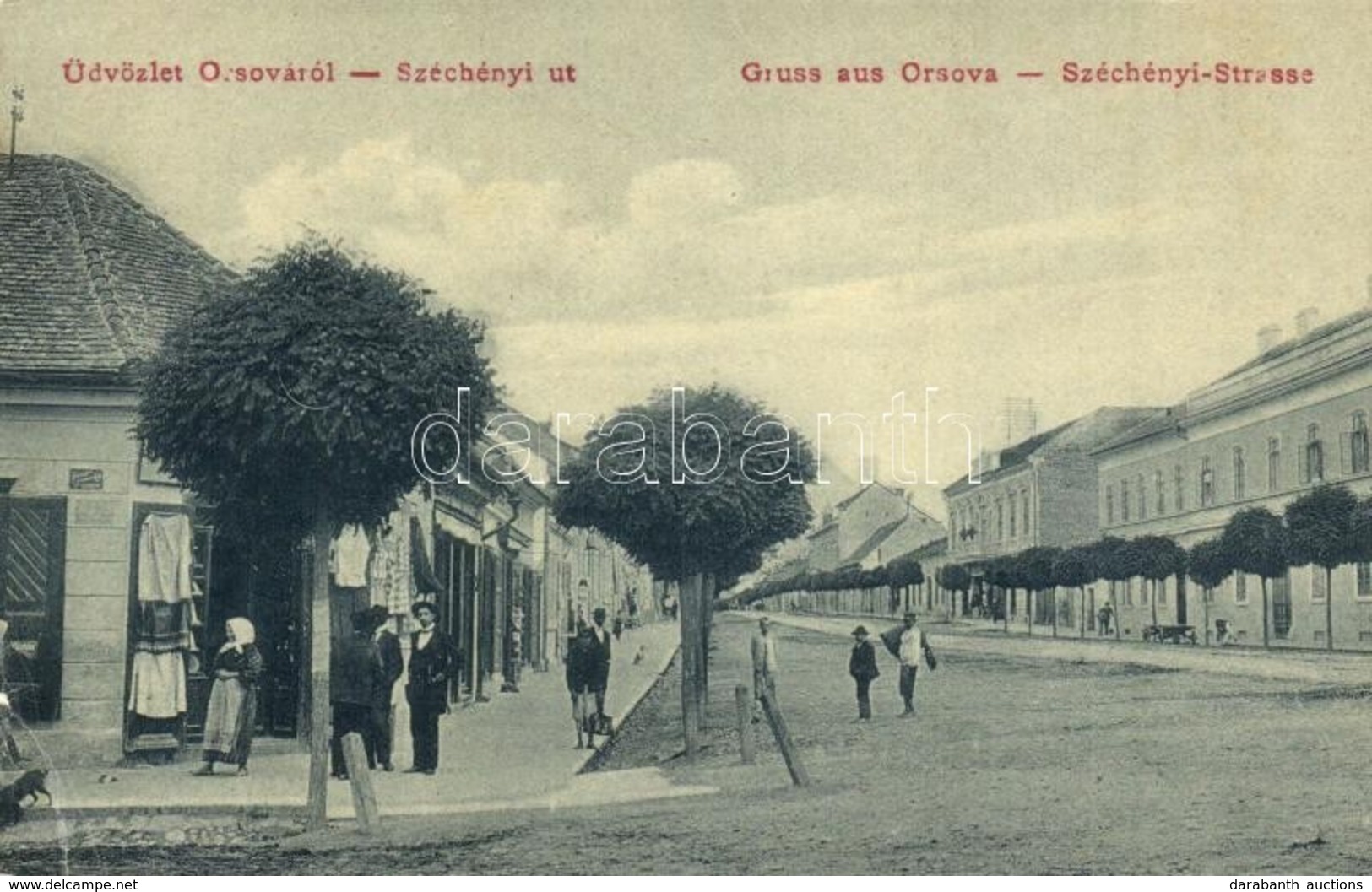 ** T2/T3 Orsova, Széchenyi út, üzlet. W.L. 1528. / Strasse / Street, Shops  (EK) - Unclassified