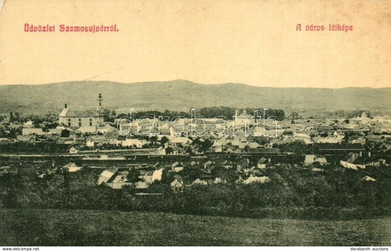 ** T2/T3 Szamosújvár, Gherla; Látkép, Vasútállomás, Vagonok. W. L. 1879. / General View, Railway Station, Wagons (EK) - Unclassified