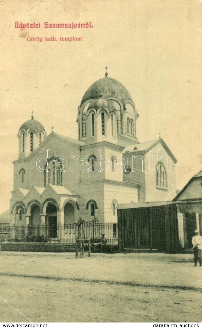 T3 Szamosújvár, Gherla; Görögkatolikus Templom, Sipos üzlete. W. L. 1878. / Greek Catholic Church, Shop (EB) - Unclassified