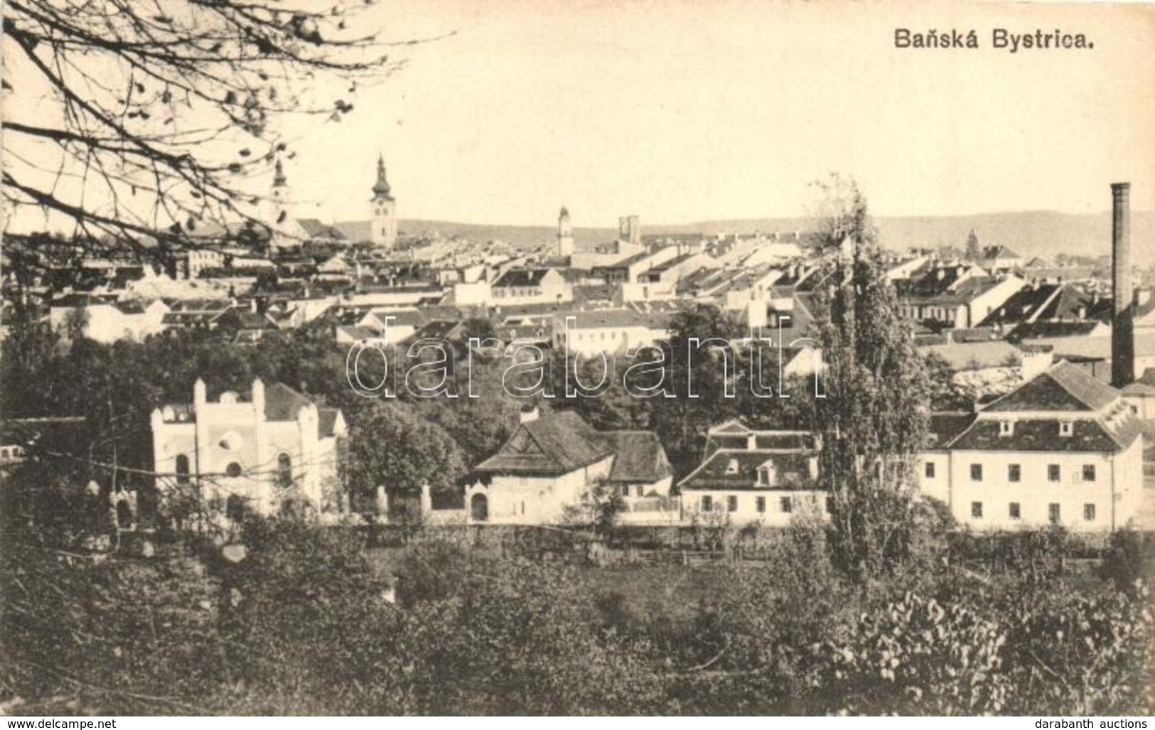 * T2 Besztercebánya, Banska Bystrica; Látkép A Zsinagógával, Gyárkémény / Synagogue, Factory Chimney - Non Classificati