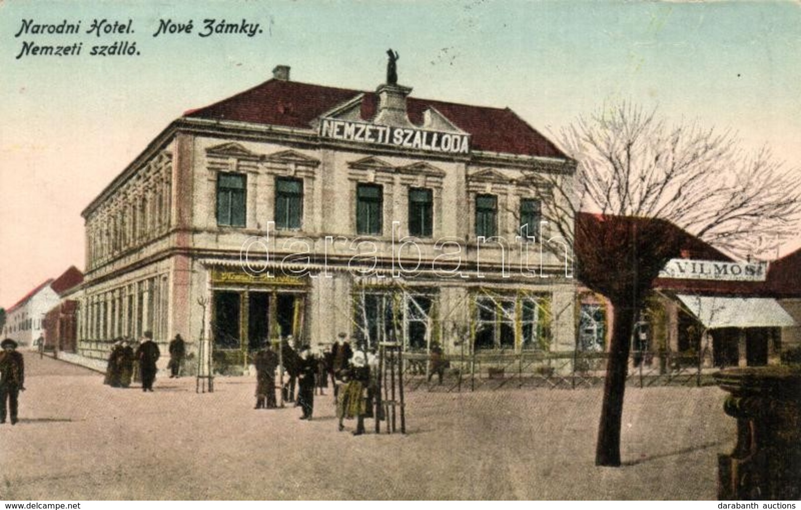 T2 Érsekújvár, Nové Zámky; Nemzeti Szálló és Kávéház, üzletek / Narodni Hotel And Cafe, Shops '1938 Érsekújvár Visszatér - Non Classificati