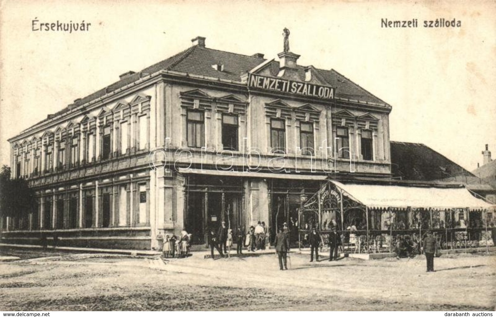 T3 Érsekújvár, Nové Zámky; Nemzeti Szálloda, Nemzeti Kávéház. Adler József 448. / Hotel, Café (EB) - Unclassified