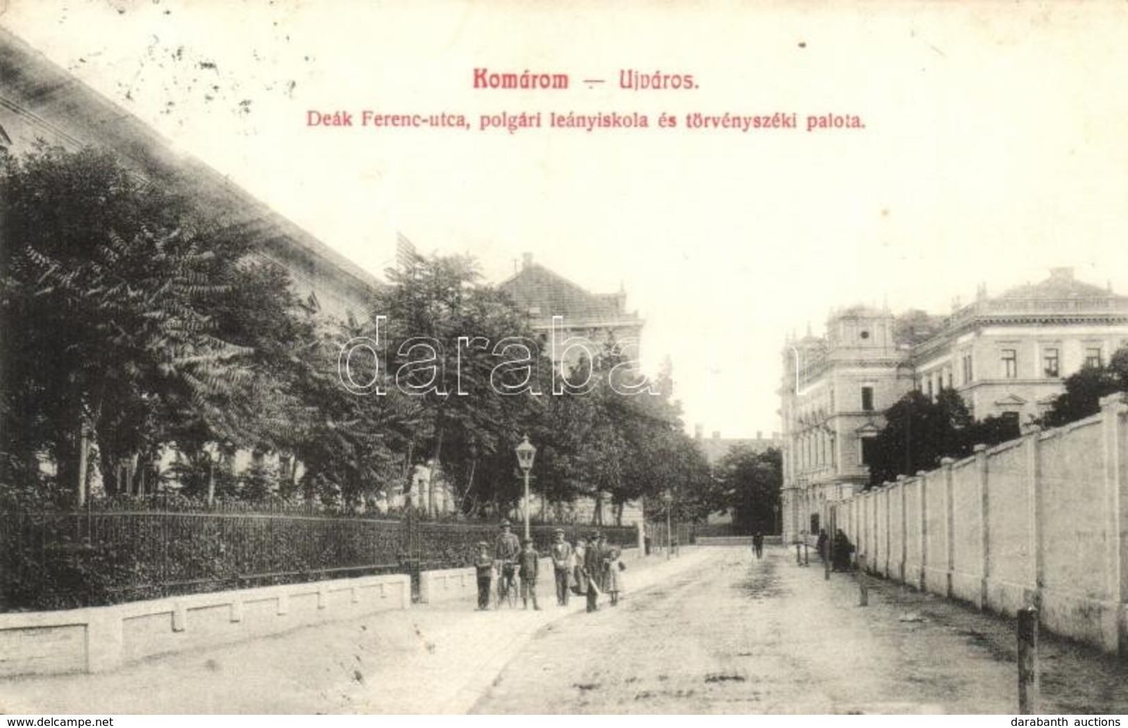 T2/T3 Komárom, Komárno; Újváros. Deák Ferenc Utca, Polgári Leányiskola, Törvényszéki Palota. L. H. Pannonia / Street Vie - Unclassified