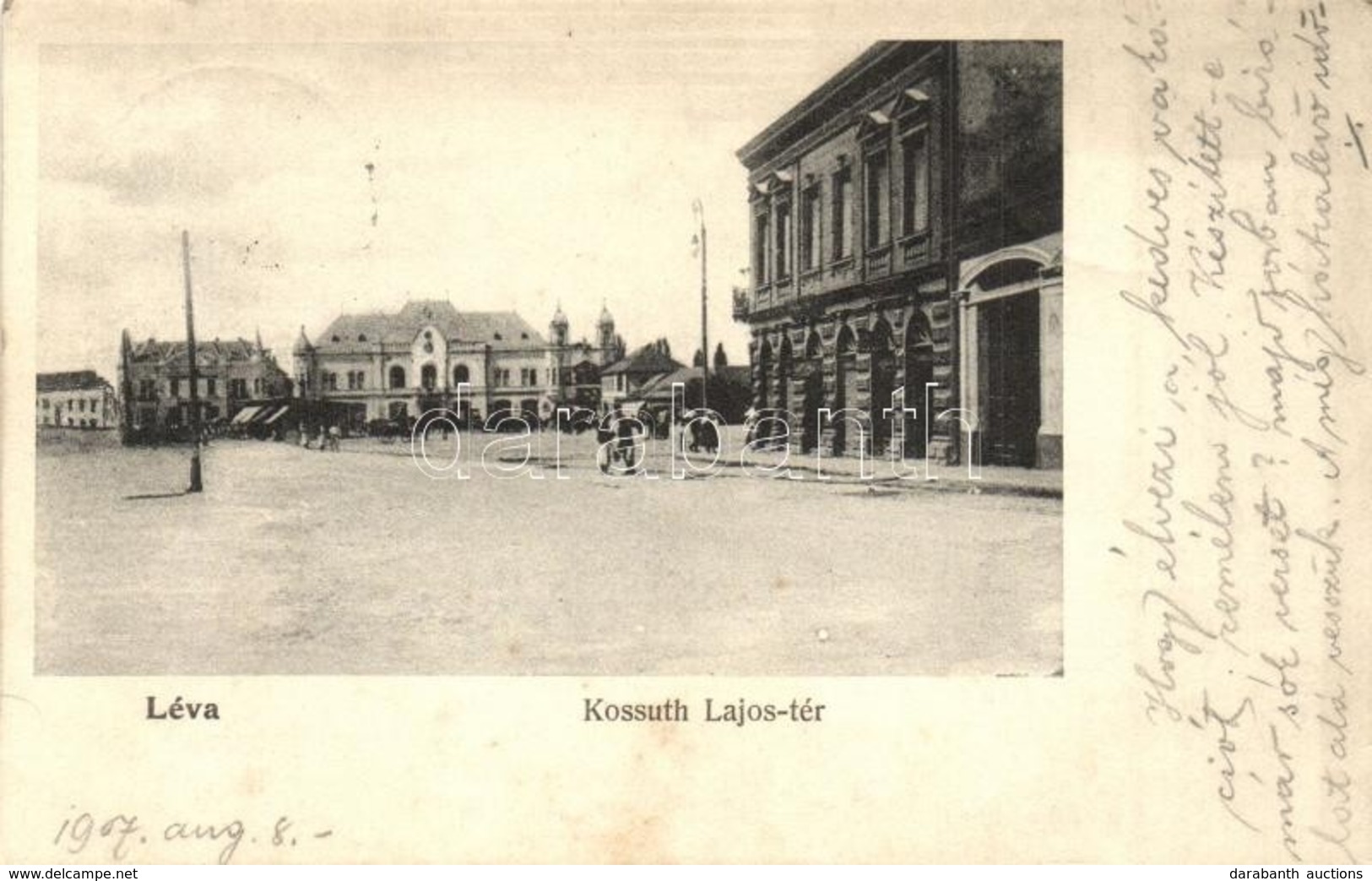 T2/T3 Léva, Levice; Kossuth Lajos Tér, Piac. Nyitrai és Társa Kiadása / Square, Market (EK) - Unclassified