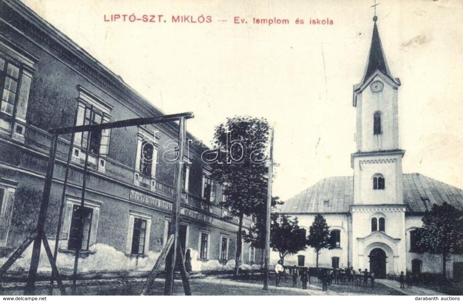 T2 Liptószentmiklós, Liptovsky Mikulas; Evangélikus Templom és Iskola / Church And School - Unclassified
