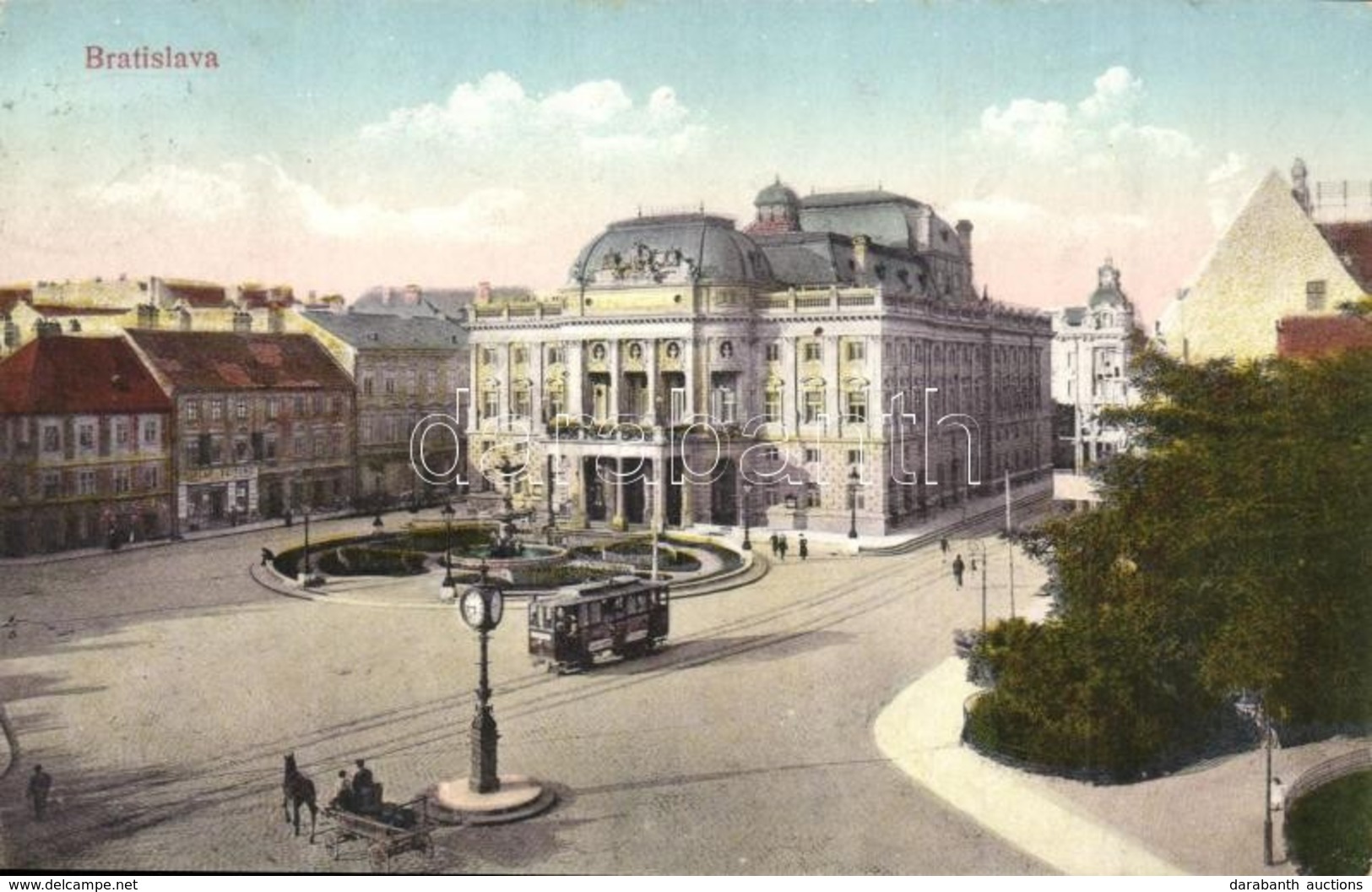 T2 Pozsony, Pressburg, Bratislava; Színház Villamossal, Hírlap üzlet / Theatre, Tram, Newspaper Shop - Unclassified