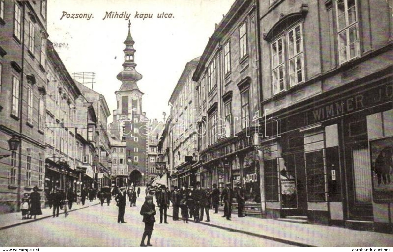 T2/T3 Pozsony, Pressburg, Bratislava; Mihály Kapu Utca, Wimmer üzlete / Street View With Shops  (EK) - Unclassified