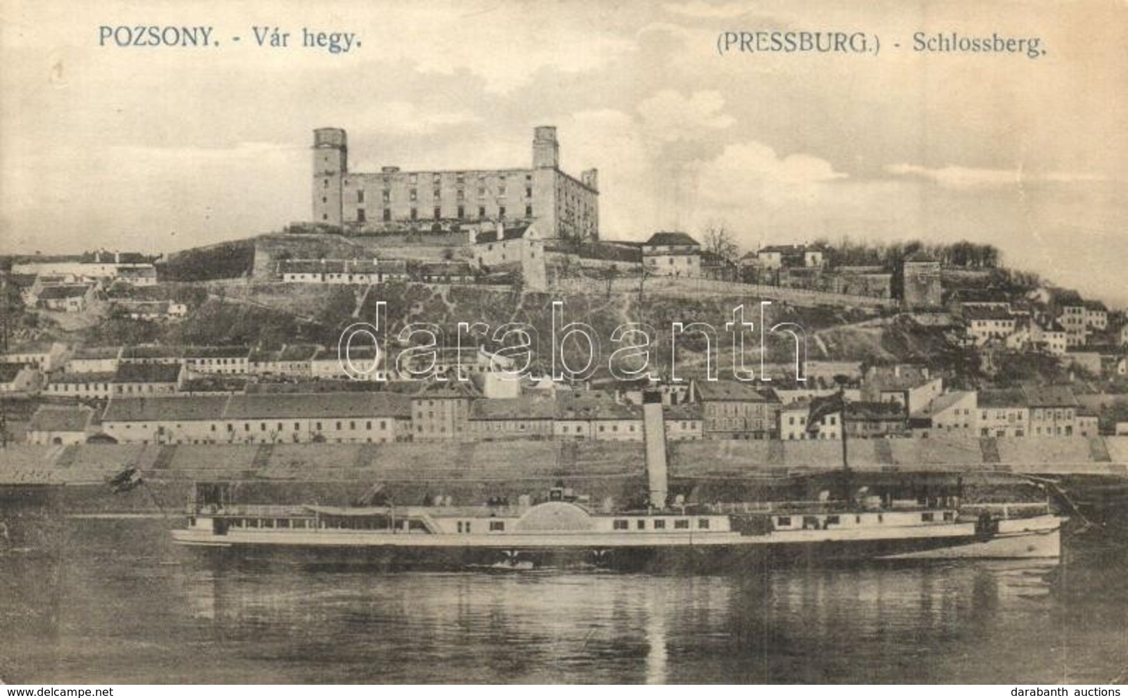 ** T2 Pozsony, Pressburg, Bratislava; Várhegy, 'Hildegarde' Lapátkerekes Gőzhajó / Schlossberg / Castle, Steamship - Unclassified