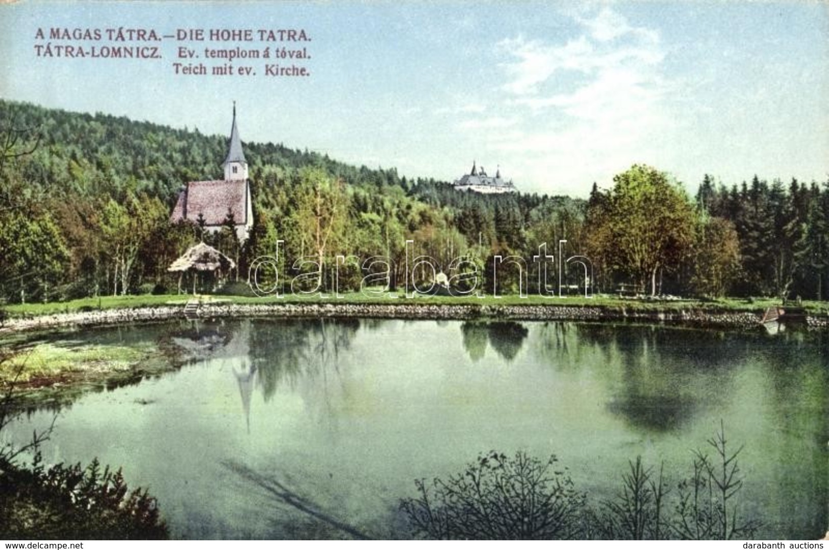 ** T2 Tátralomnic, Tatranská Lomnica; Evangélikus Templom, A Tóval. Kuszmann Gyula Kiadása / Church With Lake - Non Classificati