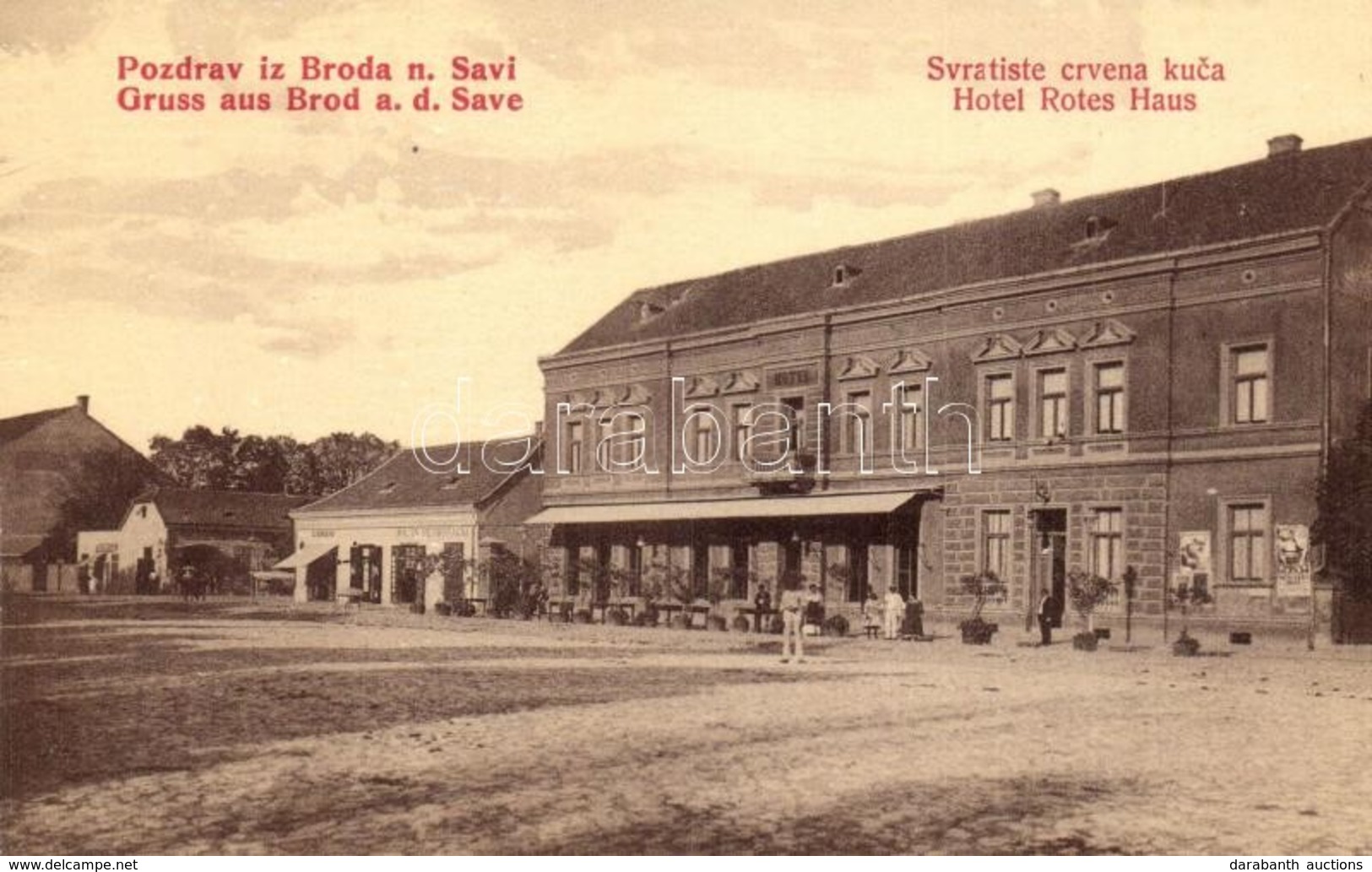 ** T4 Bród, Brod Na Savi, Slavonski Brod; Svratiste Crvena Kuca / Hotel Rotes Haus / Utcakép, Szálloda, C. Bencevic, Mil - Unclassified