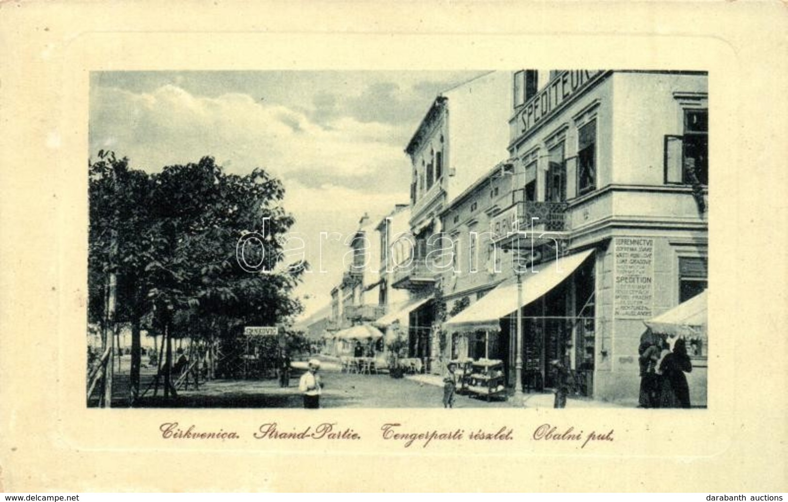 T2 Crikvenica, Cirkvenica; Tengerparti Részlet. Crnkovic Szálloda, étterem és Kávéház, Liburnia üzlet. W. L. Bp. 3864. / - Non Classificati