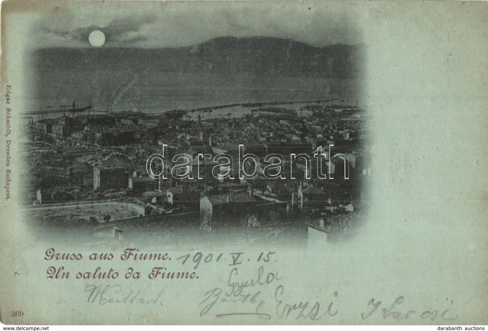 T2/T3 Fiume, Látkép, éjjel / General View, At Night (kis Felületi Sérülés / Small Surface Damage) - Ohne Zuordnung