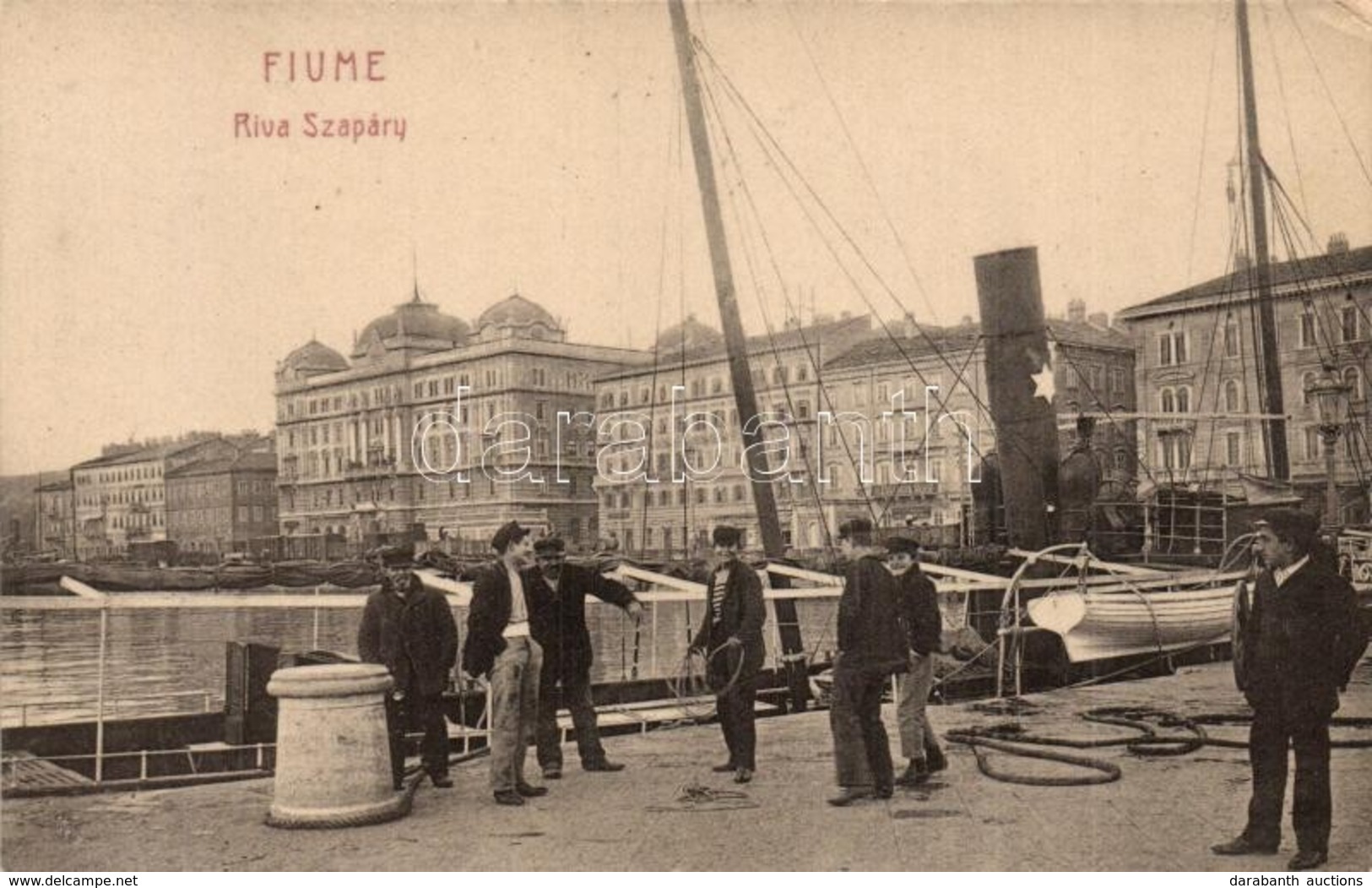 T2 Fiume, Riva Szapáry / Kikötő Dokkmunkásokkal. W.L. 1210. / Port With Dockworkers - Unclassified