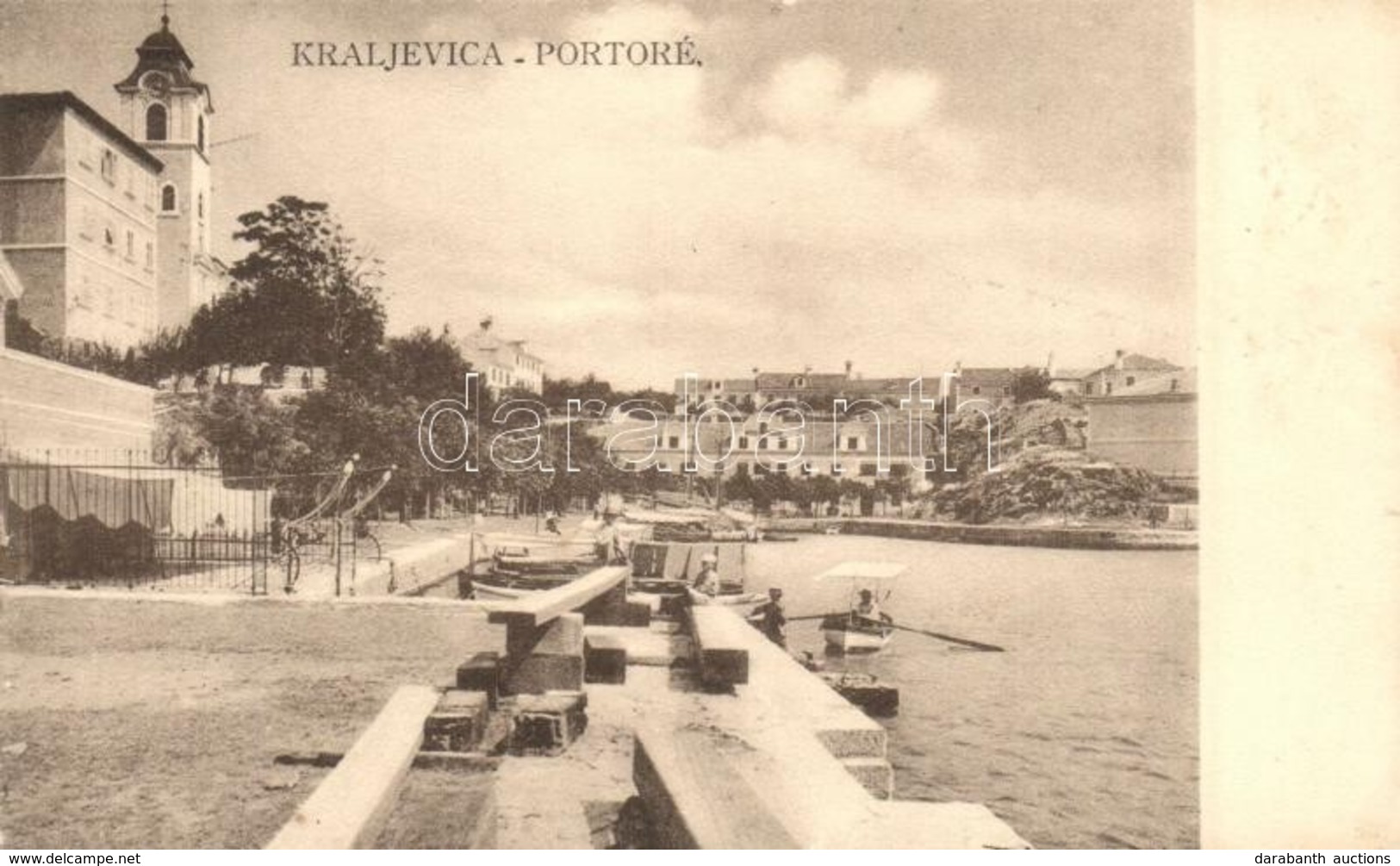 ** T2 Kraljevica, Porto Re; Csónak Kikötő, Templom / Boat Port With Church - Non Classés