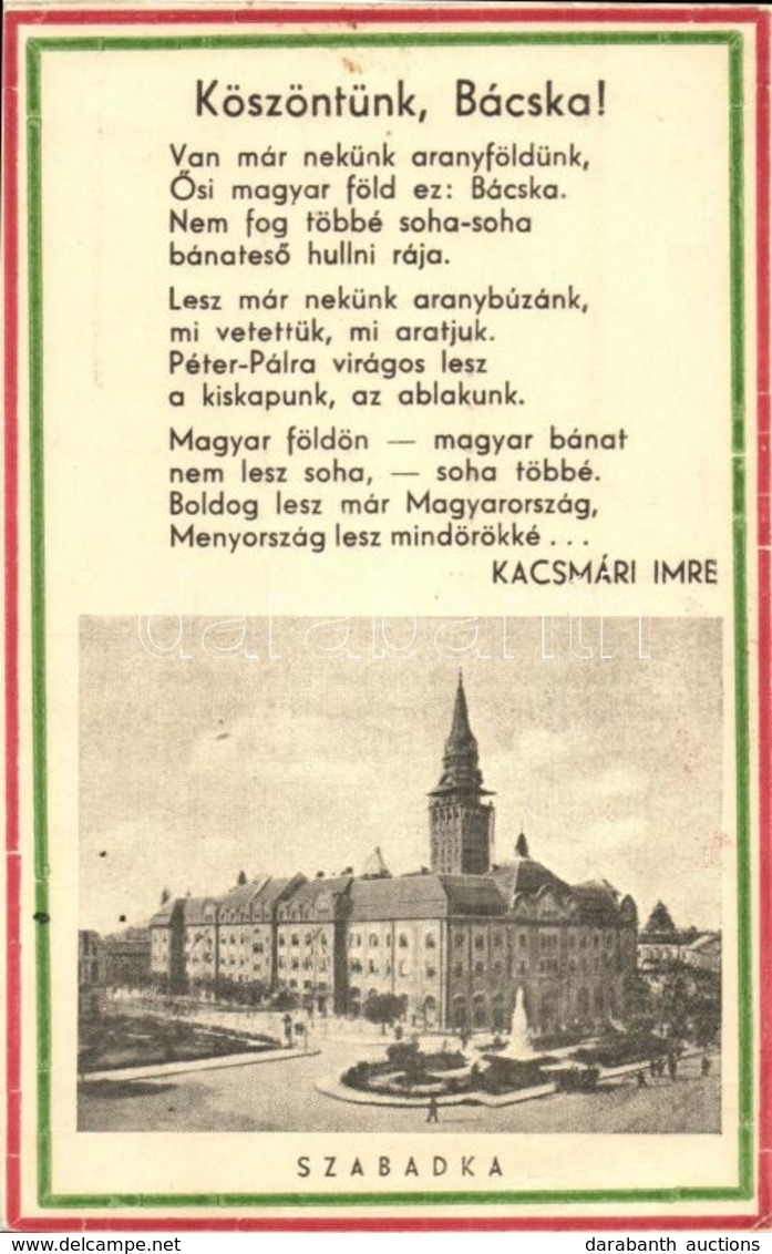 ** T2/T3 Szabadka, Subotica; Köszöntünk, Bácska! Magyar Művészek Munkaműhelye Kiadása / Hungarian Irredenta  (EK) - Unclassified