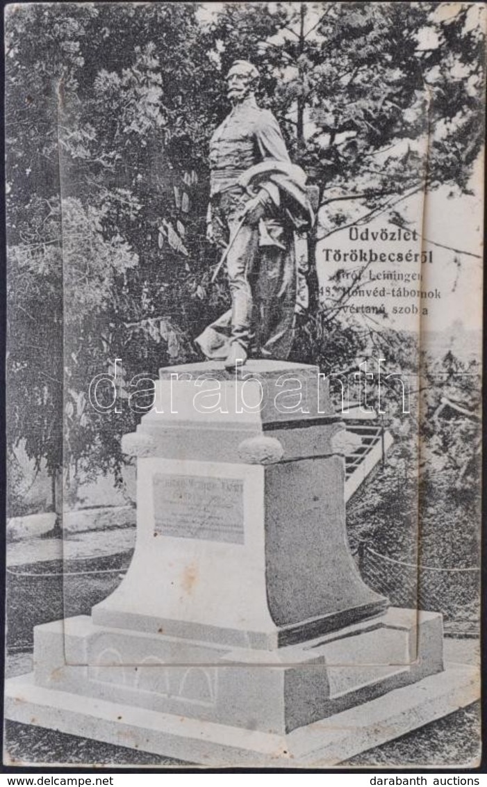 T2 Törökbecse, Újbecse, Novi Becej; Gróf Leiningen 48. Honvéd Tábornok Aradi Vértanú Szobra / Martyr's Statue. Leporello - Unclassified