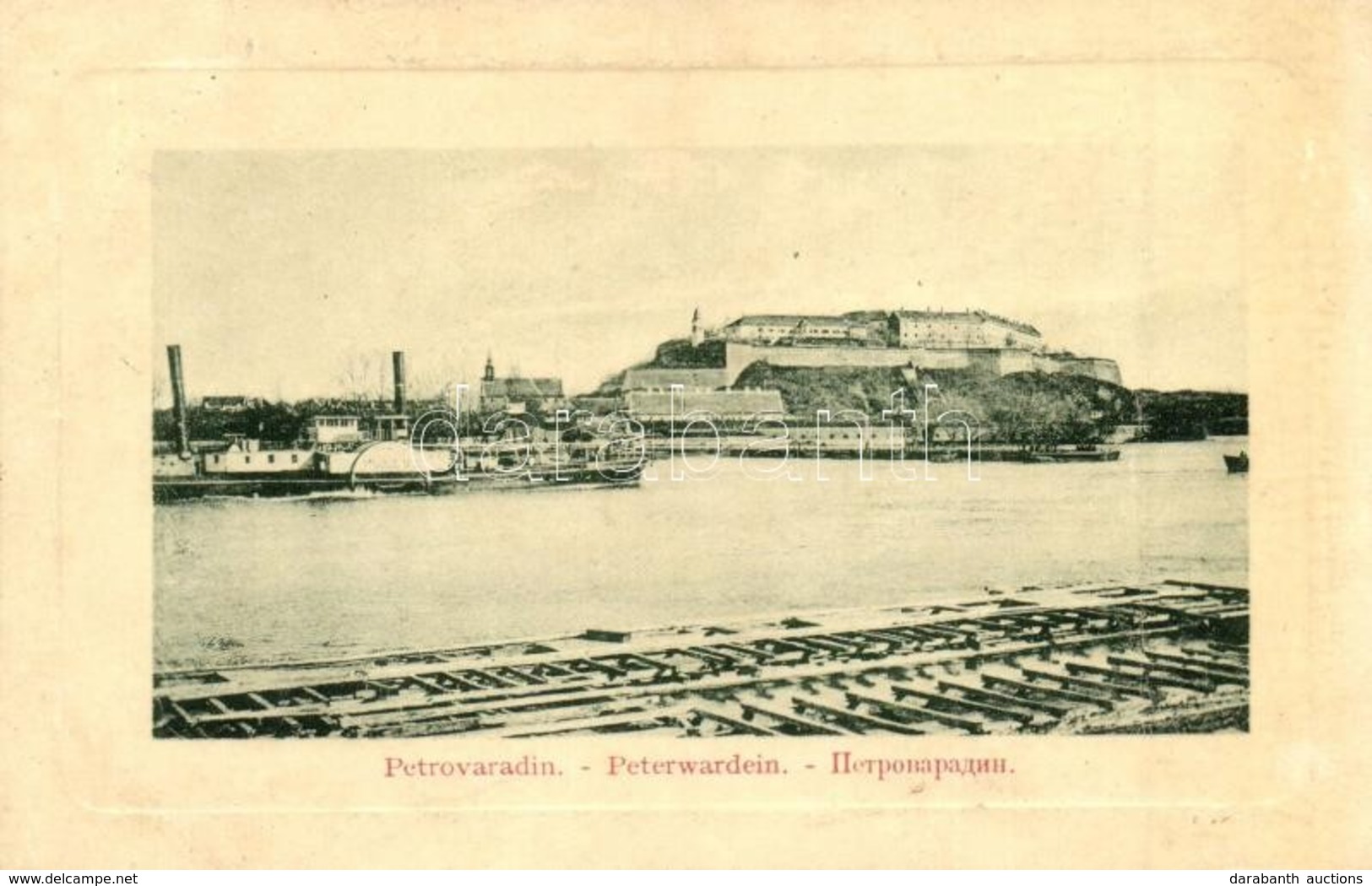 T2 Újvidék, Novi Sad; Pétervárad (Petrovaradin), Vár, POLLUX Gőzüzemű Oldalkerekes Vontatóhajó. W.L. Bp. 1911-14. / Cast - Unclassified