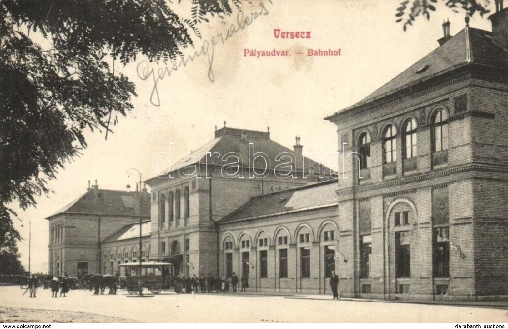 T2/T3 Versec, Vrsac; Vasútállomás, Pályaudvar, Omnibusz. Kirchner J. E. özv. Kiadása / Railway Station, Omnibus (EK) - Unclassified