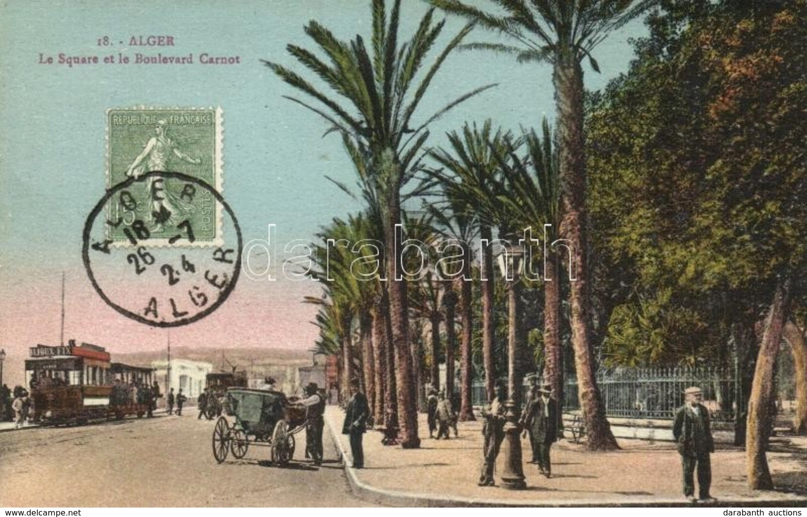 * T2 Algiers, Alger; Le Square Et Le Boulevard Carnot / Square, Trams - Unclassified