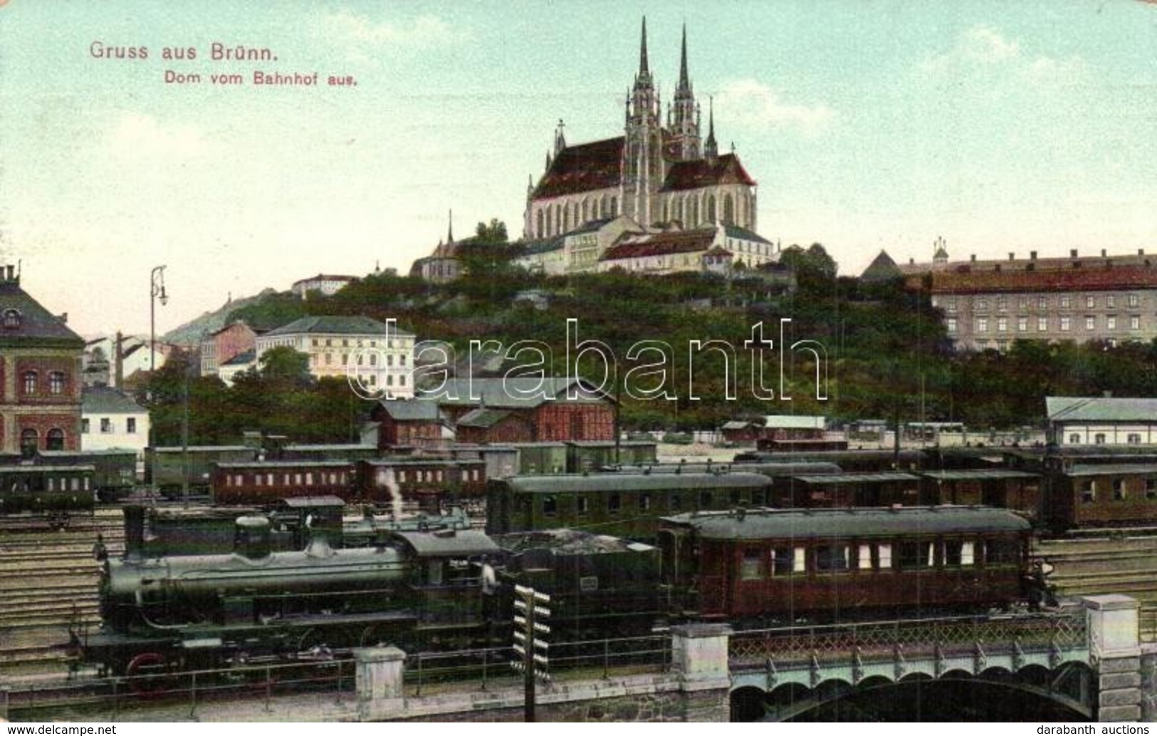T2 Brno, Brünn; Dom Vom Bahnhof Aus / Railway Station With Locomotive And Trains - Unclassified