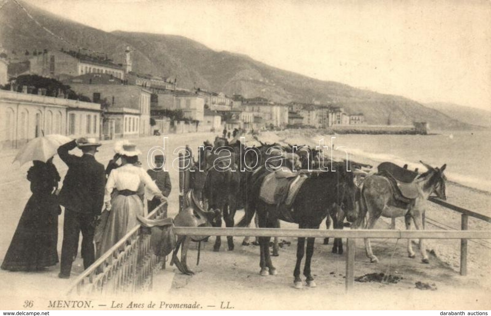 T2 Menton, Les Anes De Promeande / Donkeys On The Promenade On The Beach - Unclassified