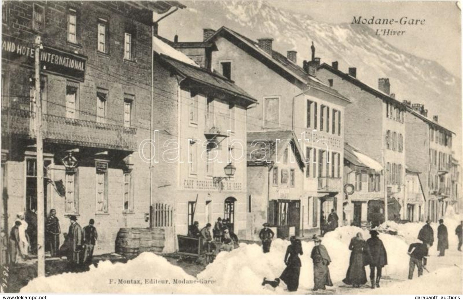 ** T2 Modane-Gare, L'Hiver / Winter, Street View With Shops, Grand Hotel International, Cafe And Restaurant De La Gare, - Unclassified