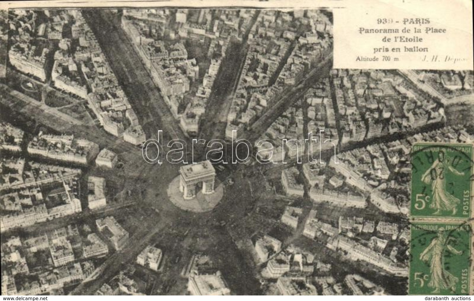 T2/T3 Paris, Panorama De La Place De L'Etoile Pris En Ballon / Aerial View From A Balloon, TCV Card (EK) - Non Classificati