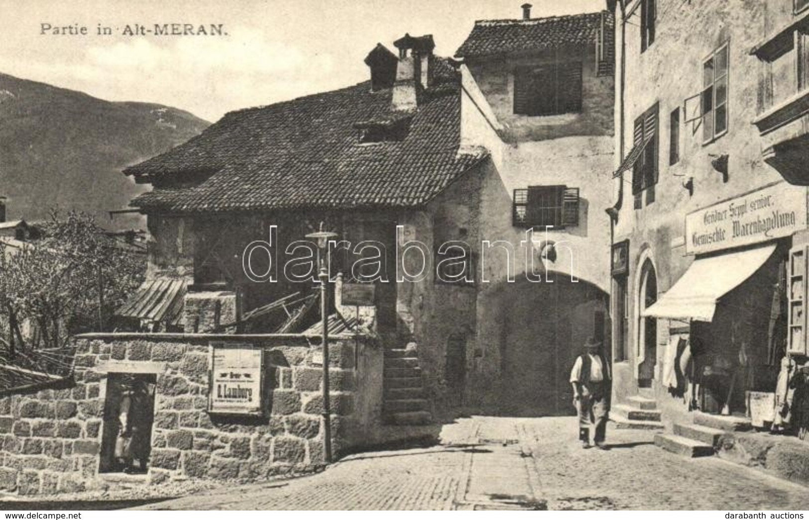 ** T2 Merano, Meran (Südtirol); Alt-Meran, Gemischte Warenhandlung / Old Town, Shops Of O. Lamborg And Grödner Seppl Sen - Unclassified