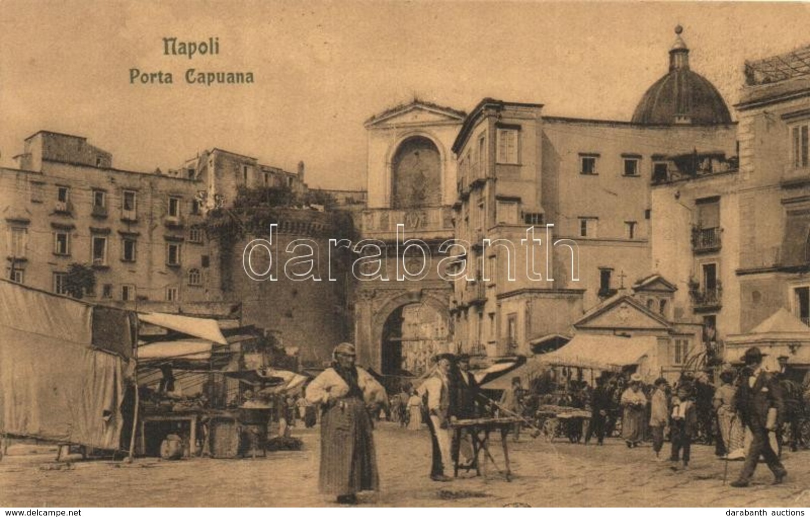 T2/T3 Naples, Napoli; Porta Capuana / Square, Gate, Market With Vendors  (EK) - Unclassified