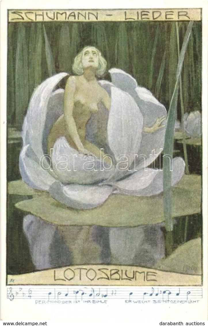 * T2 Schumann Lieder. Lotosblume / Erotic Art Postcard. B.K.W.I. 557-6. S: Schäb (?) - Unclassified