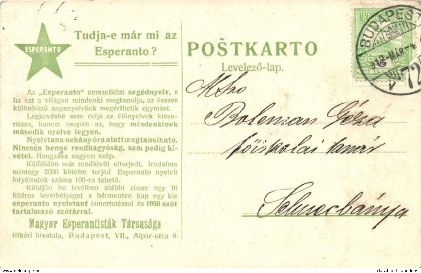 T2/T3 Tudja-e Már Mi Az Esperanto? Magyar Esperantisták Társaság Levelezőlapja / Hungarian Esperantists Society (EK) - Unclassified