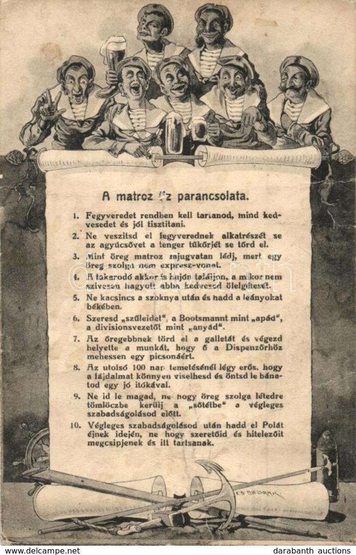 T3/T4 A Matróz Tízparancsolata / K.u.k. Kriegsmarine, Ten Commandments Of Mariners, Humour. C. Fano, Pola, 1916 S: Ed. D - Ohne Zuordnung