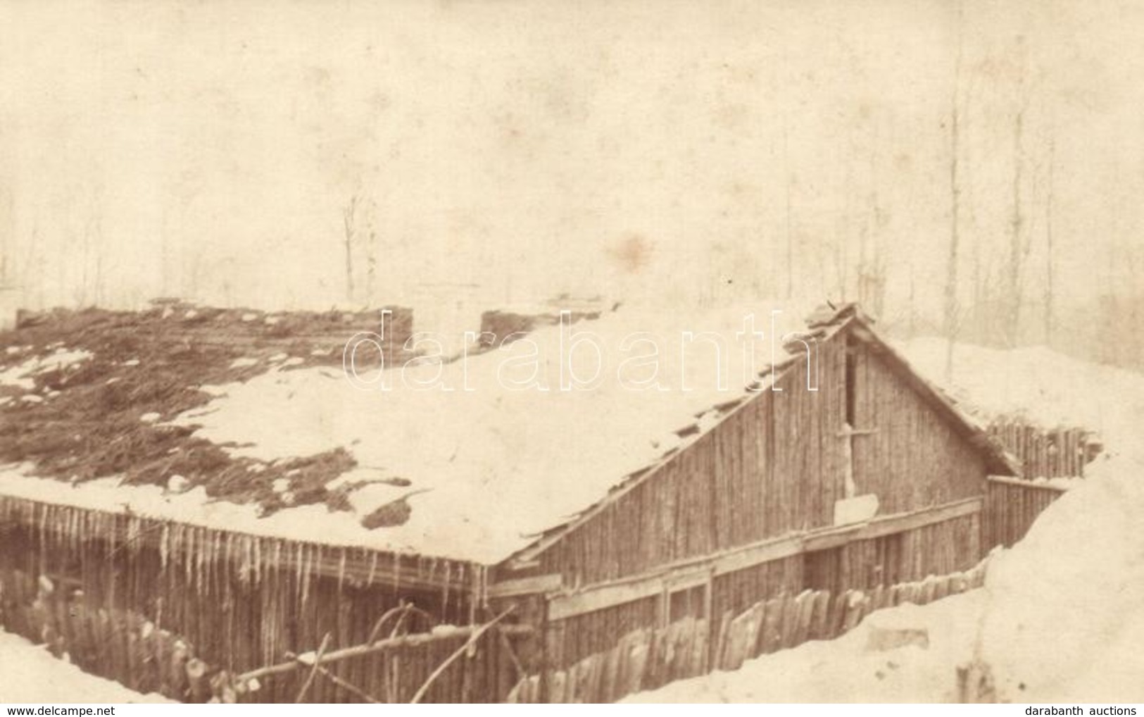 ** T2 1917 Jassionov (Galícia), Gépfegyver, Ló Istálló / WWI Austro-Hungarian K.u.K. Machine Gun Position, Stable. Photo - Unclassified