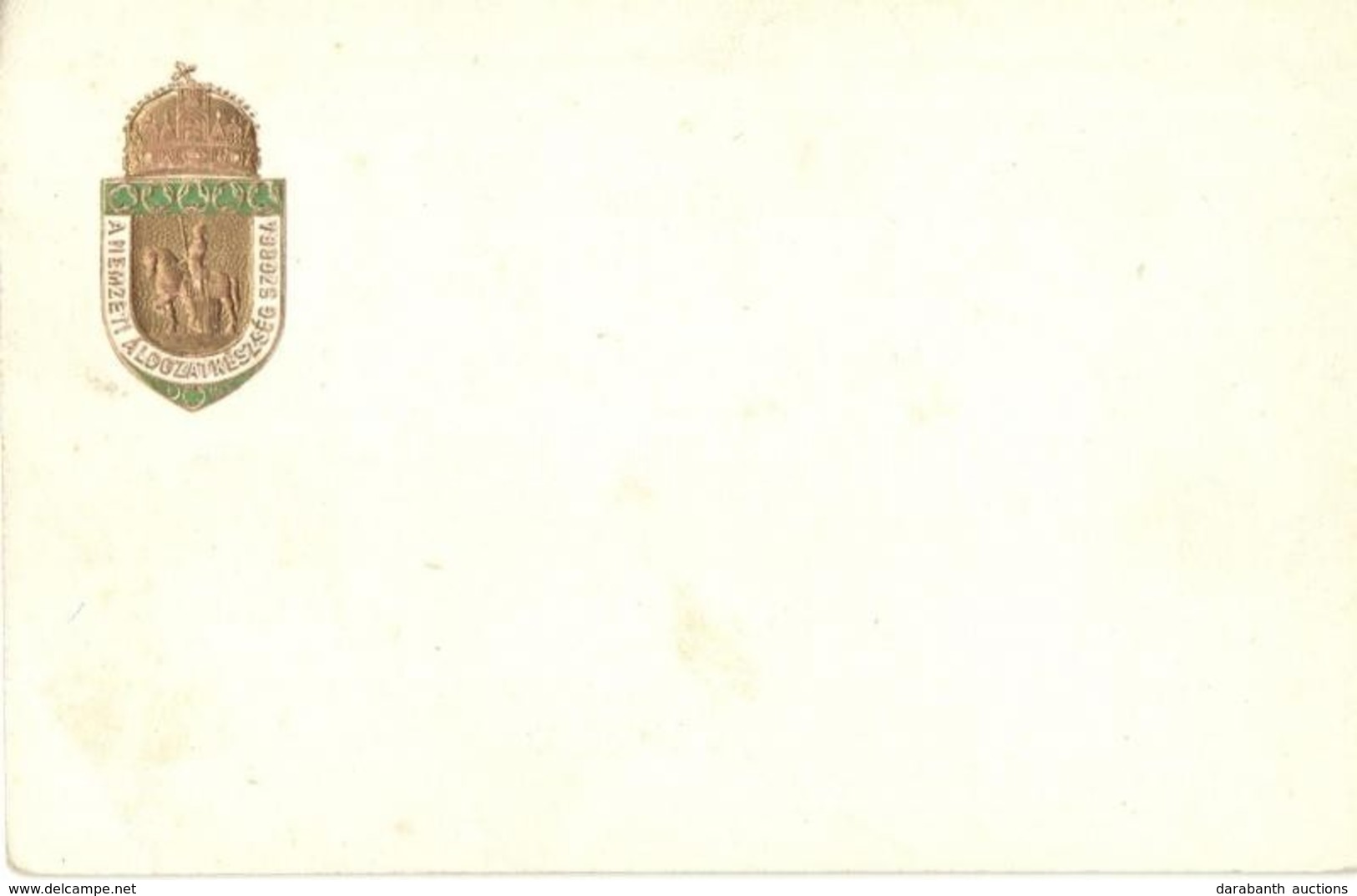 ** T2/T3 Nemzeti Áldozatkészség Szobor Segélylap / Hungarian Charity Card, Coat Of Arms, Golden Emb. (EK) - Ohne Zuordnung