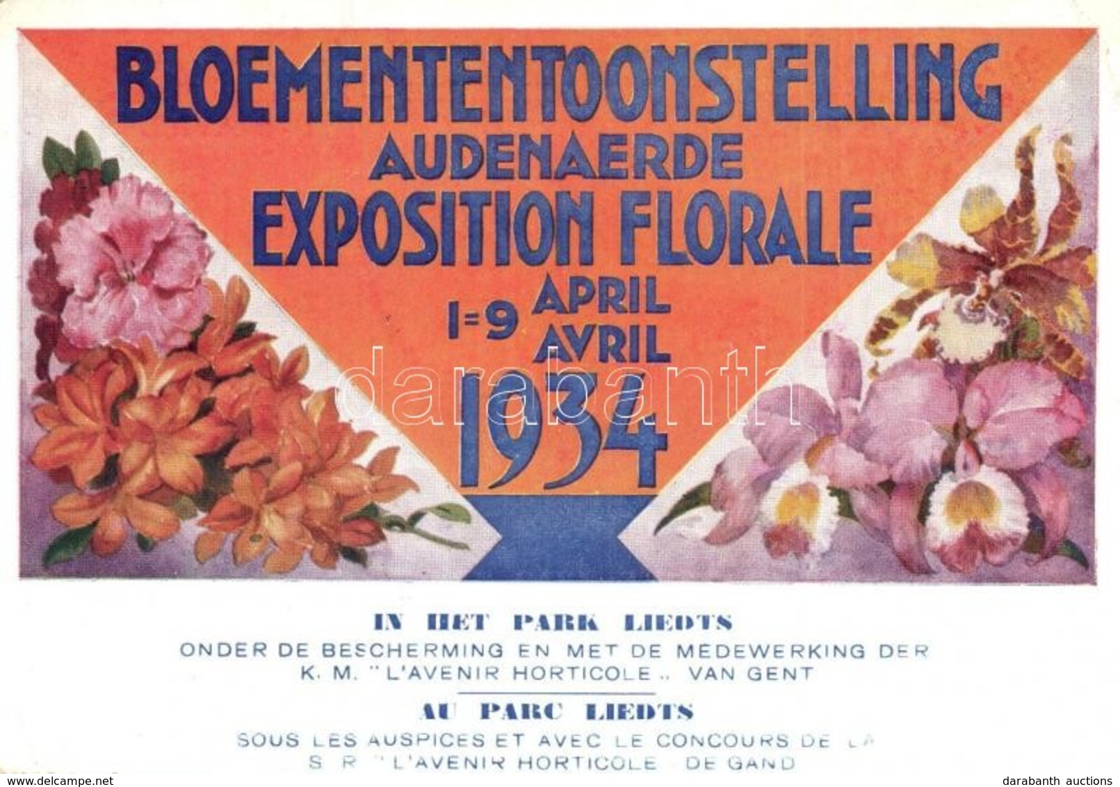 T2/T3 1934 Bloemententoonstelling / Exposition Florale Audenaerde / Oudenaarde, Beglian Flower Exhibition Advertisement  - Unclassified