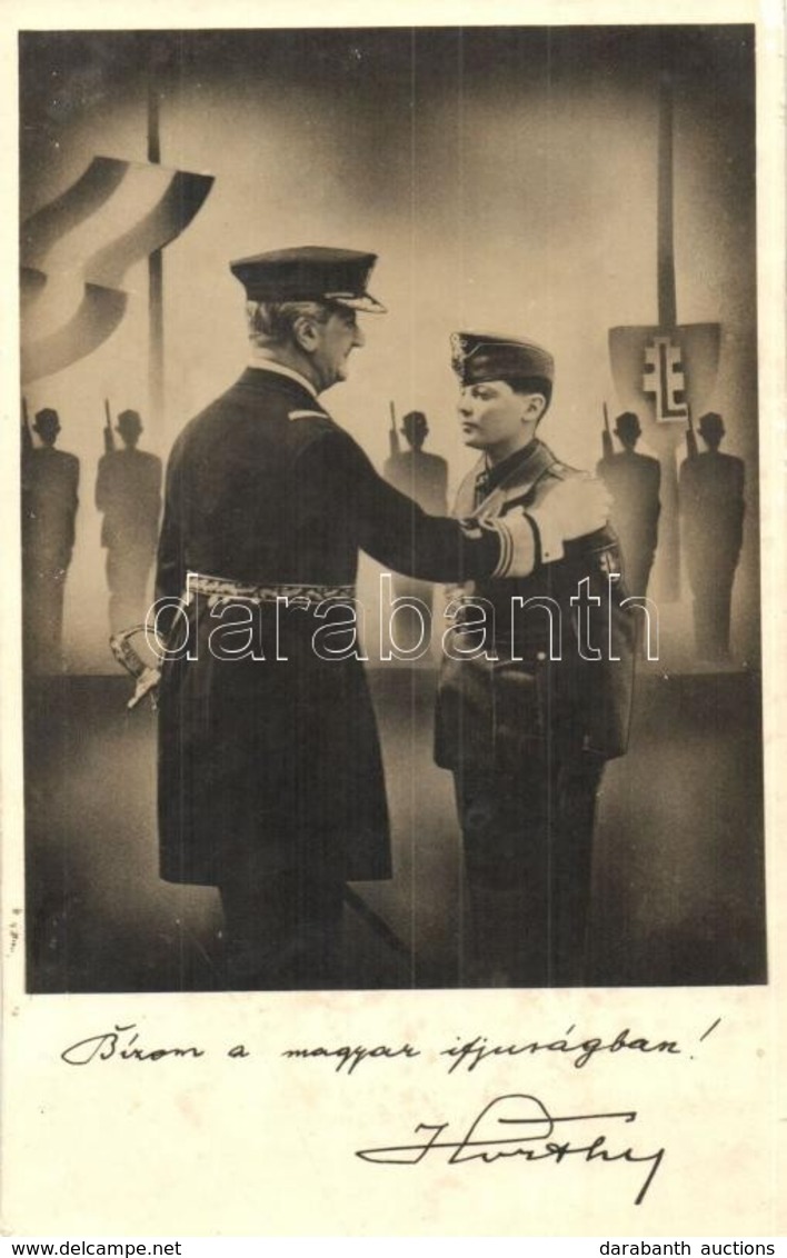 T2 Bízom A Magyar Ifjúságban! Horthy Miklós Levente Fiúval / Horthy With Hungarian Military Schoolboy, Propaganda - Ohne Zuordnung