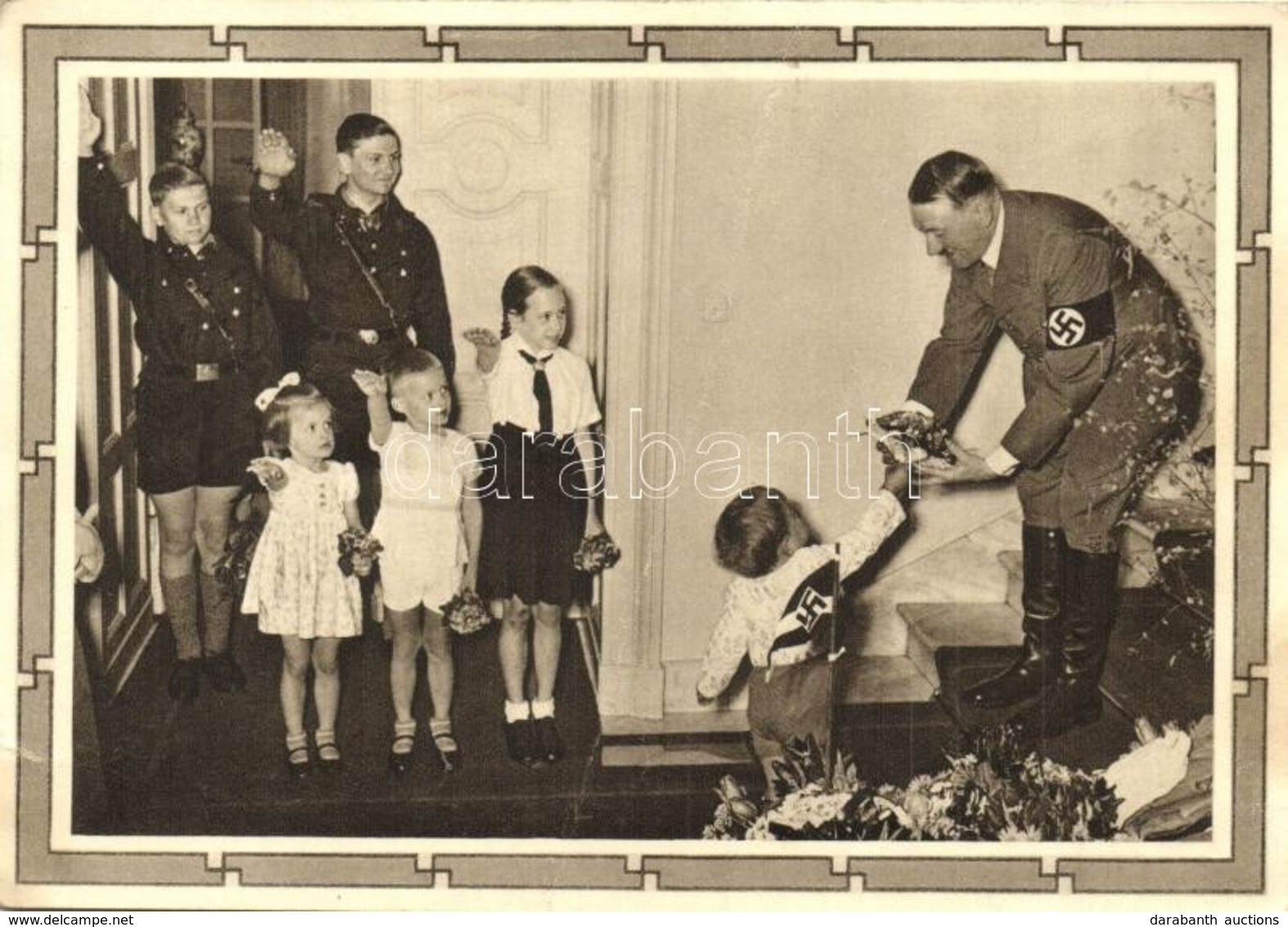 * T3 Adolf Hitler With Children, Hitlerjugend. NSDAP German Nazi Party Propaganda + 1939 Geburtstag Des Führers Deutsch  - Unclassified
