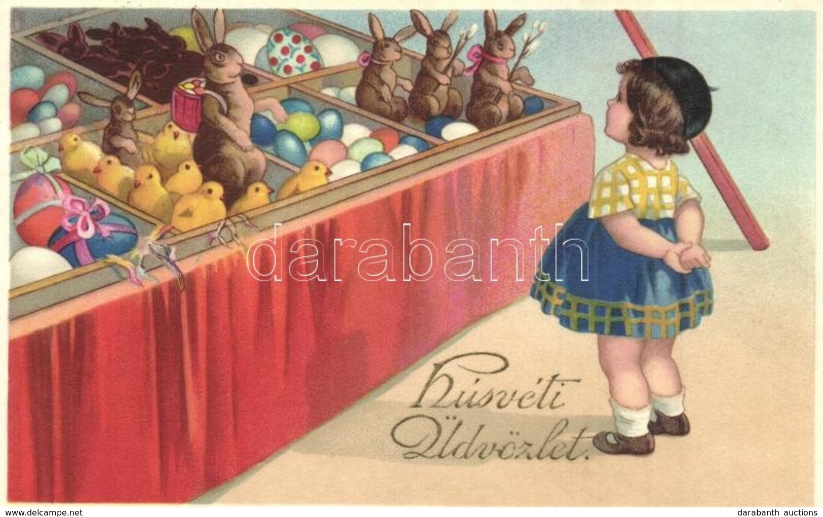 * 4 Db RÉGI Húsvéti Grafikai üdvözlőlap / 4 Pre-1945 Easter Greeting Graphic Art Postcards - Unclassified