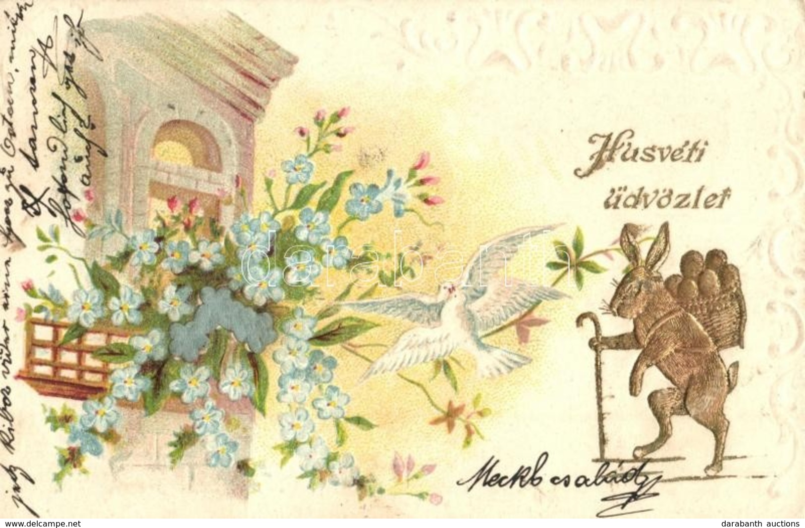 T2/T3 Húsvéti üdvözlet / Easter Greeting Art Postcard. Golden Emb. Litho - Non Classificati