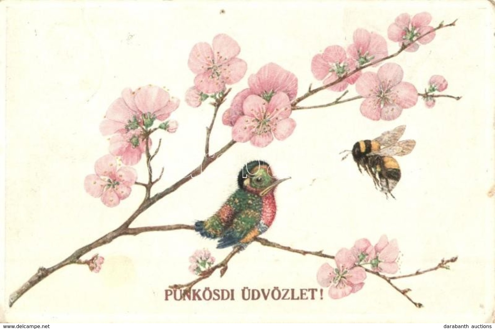 T2/T3 Pünkösdi Üdvözlet! / Pentecost Greeting Art Postcard, Bird With Bee. Primus W.L.B. 03396. (EK) - Non Classificati
