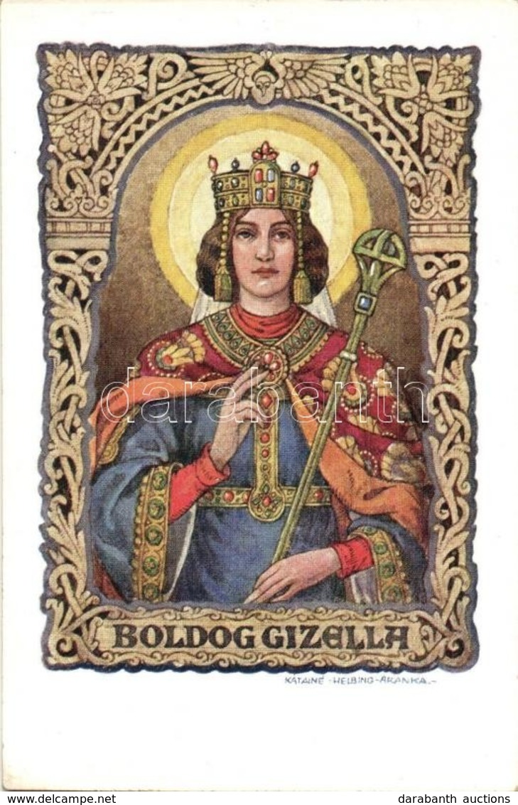 ** T2/T3 Boldog Gizella / Gisela Of Hungary S: Kátainé Helbing Aranka (ragasztónyom / Gluemark) - Unclassified