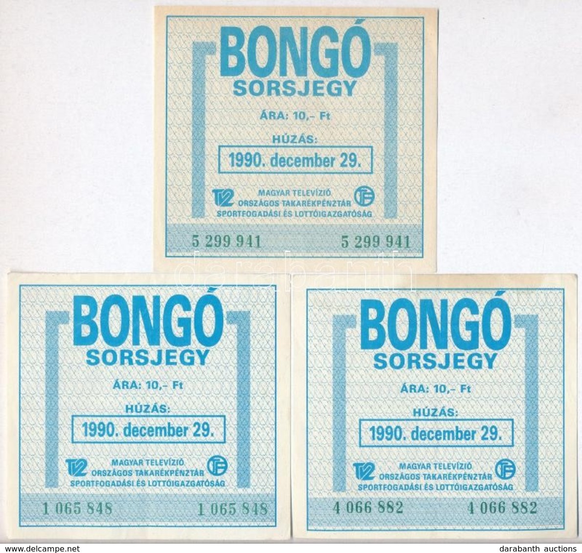 1990. 'Bongó' Sorsjegy 10Ft értékben (3x) T:II-III - Ohne Zuordnung