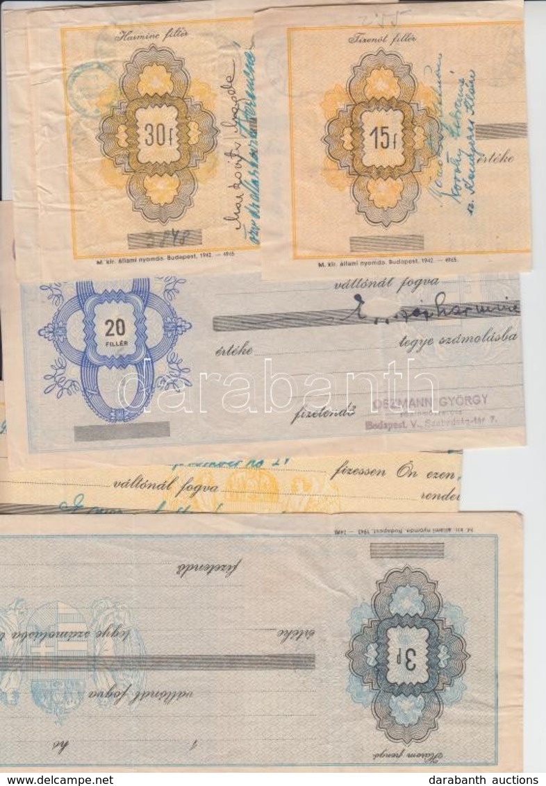 1943-1950. 5db Különféle Kitöltött és Kitöltetlen Váltó Illetékbélyegekkel, Ritkább Darabok T:III-IV - Ohne Zuordnung