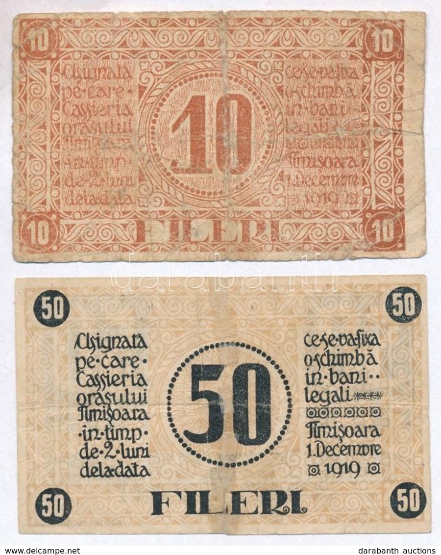 Románia / Temesvár 1919. 10f + 50f T:III-,IV
Romania / Timisoara 1919. 10 Fileri + 50 Fileri C:VG,G - Ohne Zuordnung