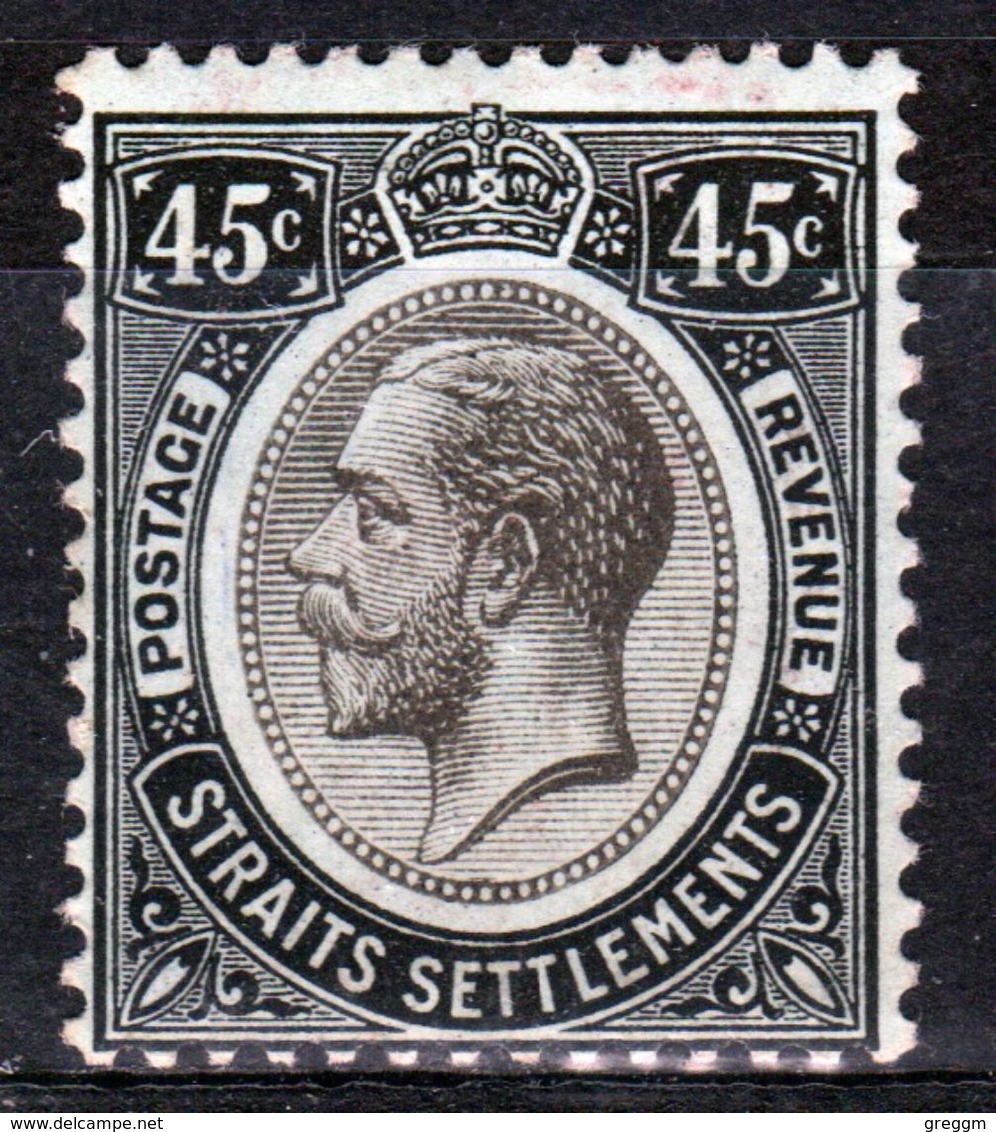 Straits Settlements 1912 King George V Forty Five Cent Black/Green With Blue Green  Back  Mounted Mint Stamp. - Straits Settlements