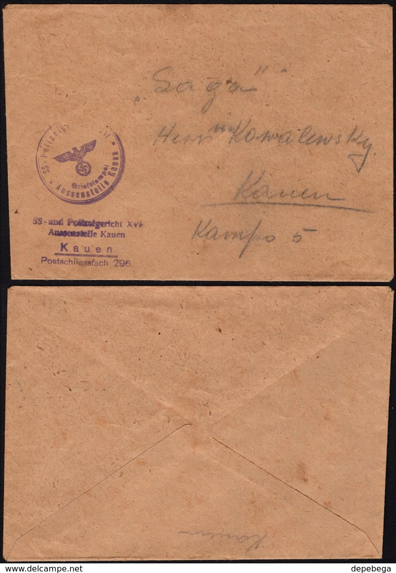 Ostland. Lithuania 'SS-Polizeigericht XVI - Aussenstelle Kauen' Auf Dienstpostbrief Von Kauen / Kaunas. - Besetzungen 1938-45