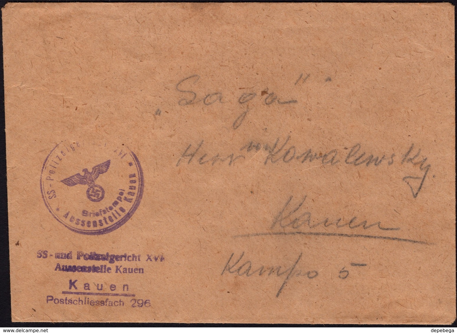 Ostland. Lithuania 'SS-Polizeigericht XVI - Aussenstelle Kauen' Auf Dienstpostbrief Von Kauen / Kaunas. - Besetzungen 1938-45
